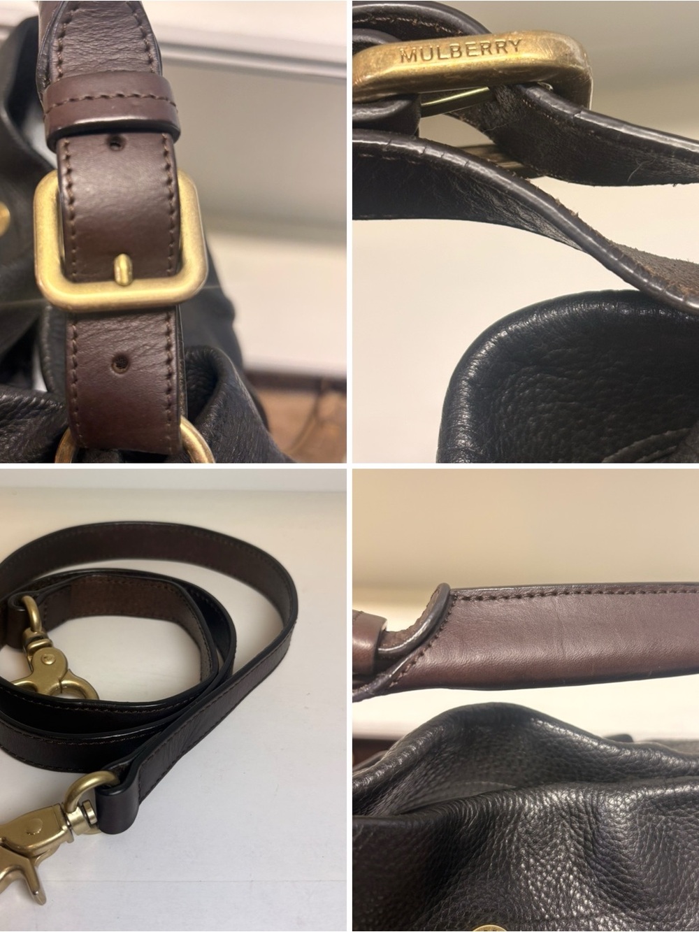 Mulberry Brown Pebbled Leather Shoulder Hobo with Gold Hardware - Picture 6 of 11